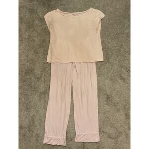 Victoria's Secret Lightweight Sweater&Cotton Light Pink Pajama Set, M